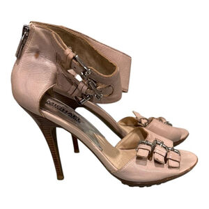 Michael Kors Strappy Heels Womens Size 8.5 Pink Leather Ankle Cuff Shoes